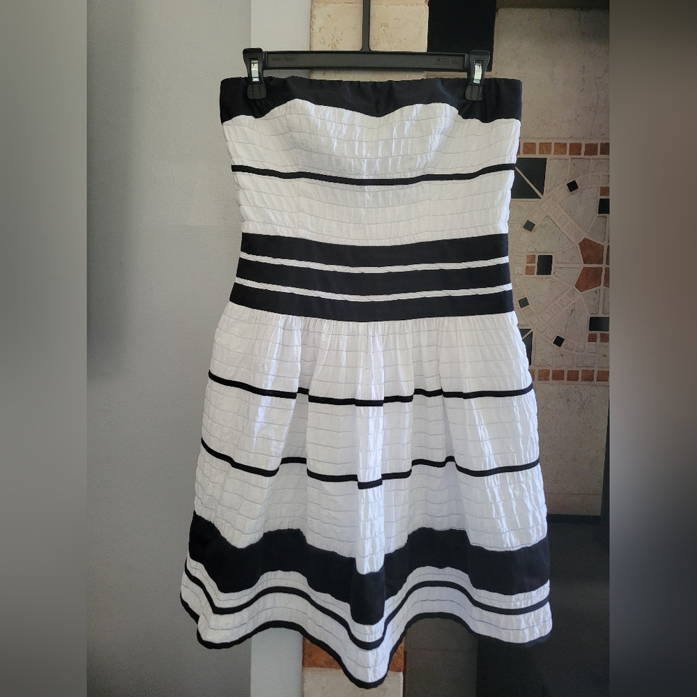 The Limited Mini Black and White Strapless Fit and Flare Dress Size 8